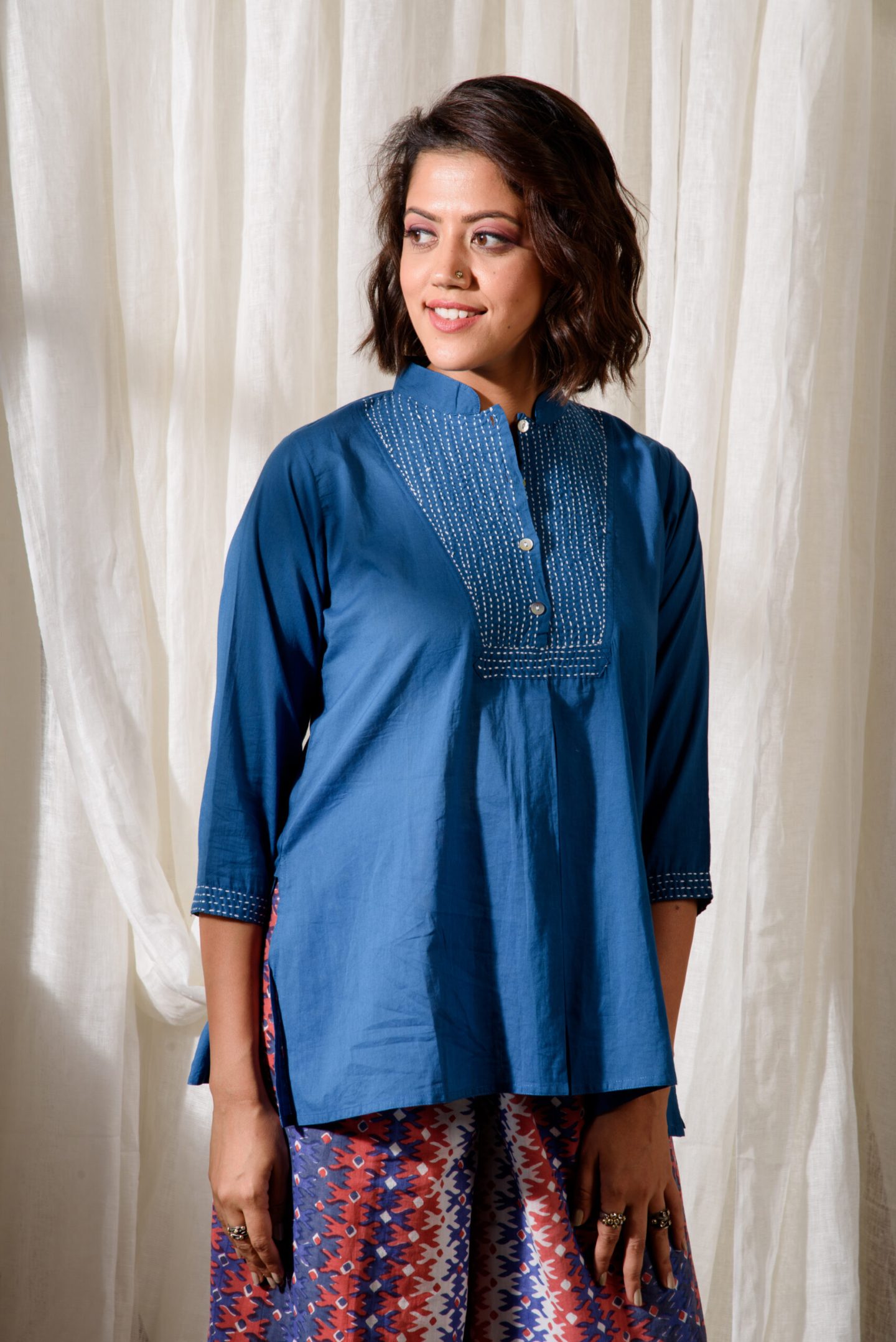 Afghani Shirt Ink Blue - Nayika Jaipur